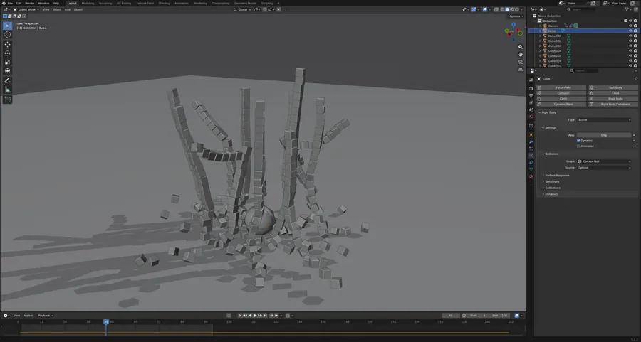 BALL DROPPING, RIGID BODY SETTINGS