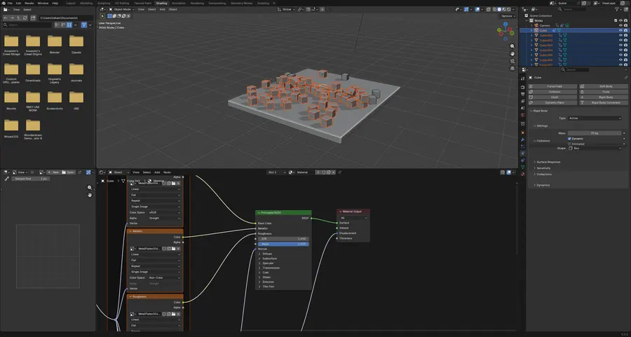 BRICK SIMULATION, WOOD AND METAL NODE TREES
