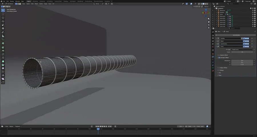 CLOTH SKELE, MESH CACHE MODIFIER STACK
