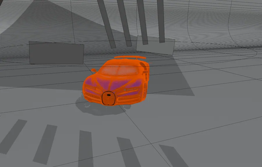 CAR AND CAMERA, WIREFRAME OVERLAY