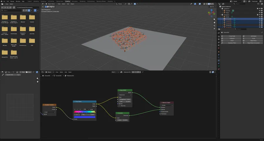 HEXAGONAL BACKGROUND, EMISSION AND GRADIENT NODES