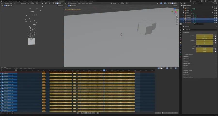 HEXAGONAL BACKGROUND, ANIMATED, 226 KEYED OBJECTS IN THE DOPE SHEET
