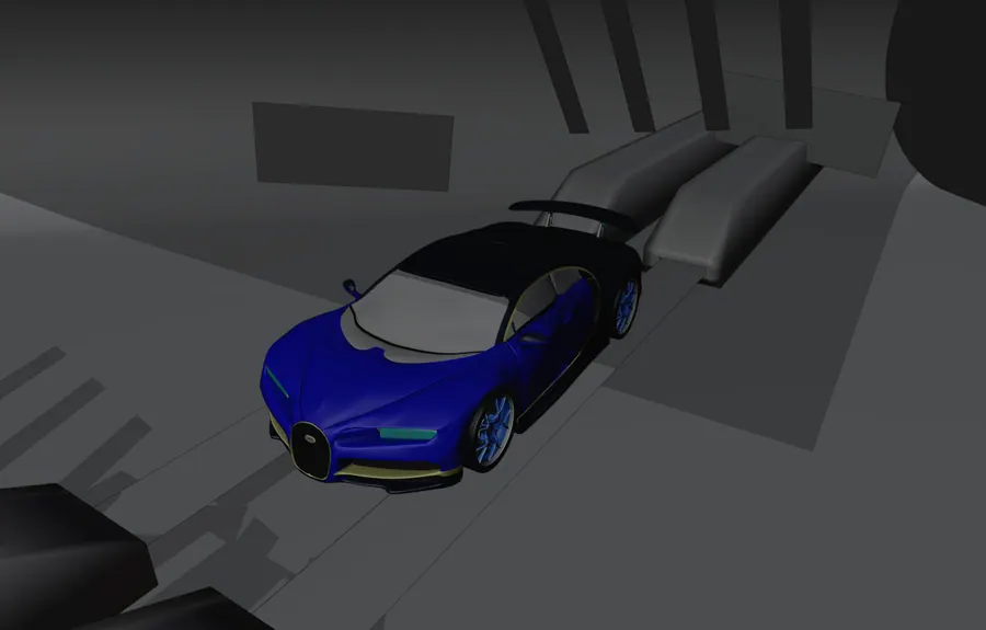 CAR AND TRACKS, SOLID SHADING, FRAME 225